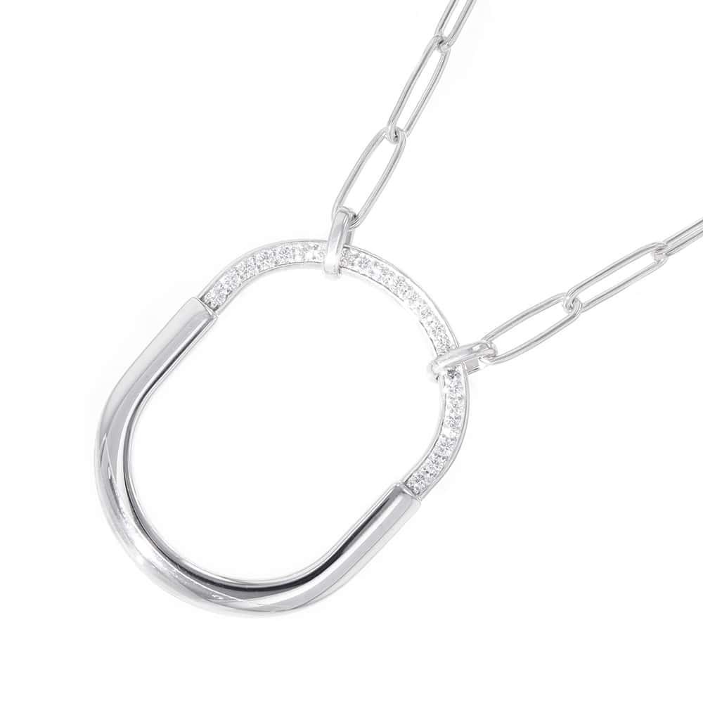 Tiffany Necklace Lock Pendant Large Diamond White Gold